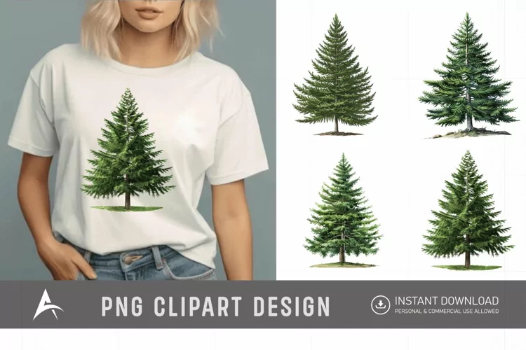 Watercolor Pine Tree Clipart