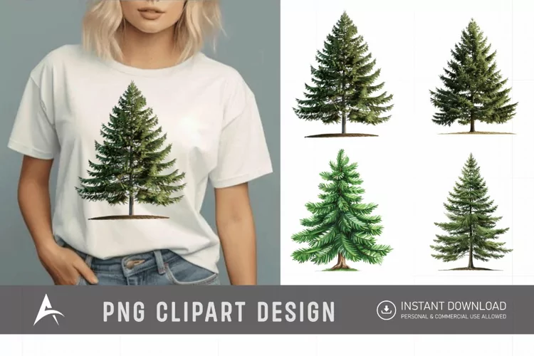 Watercolor Pine Tree Clipart
