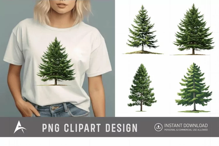 Watercolor Pine Tree Clipart