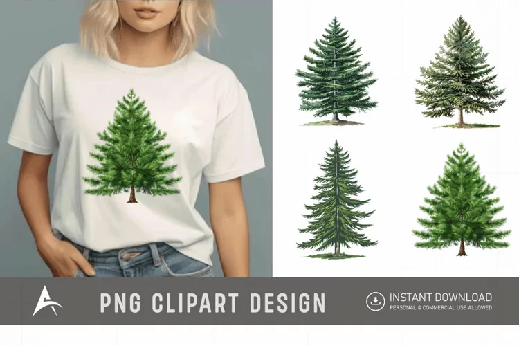 Watercolor Pine Tree Clipart