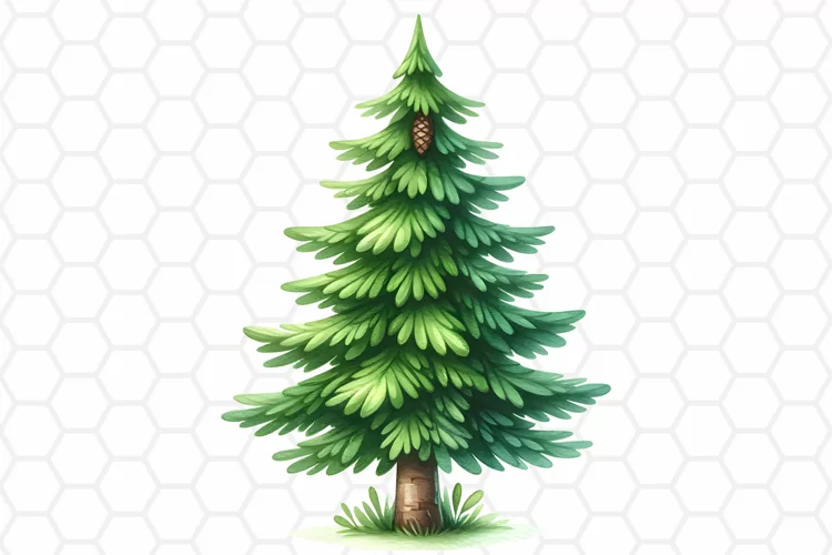 Watercolor Pine Tree Clipart, Sublimation PNG