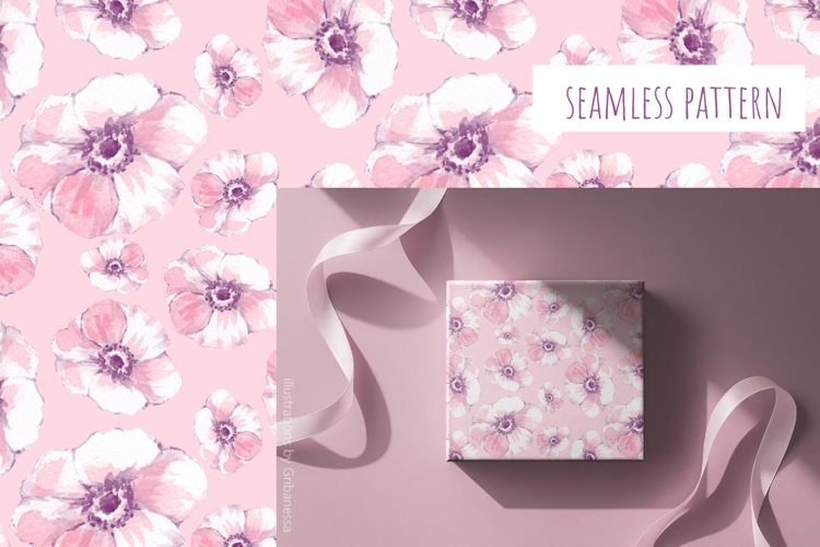 Watercolor Pink Floral Seamless Pattern