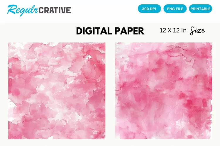 Watercolor Pink Baby Nursery Digital Paper