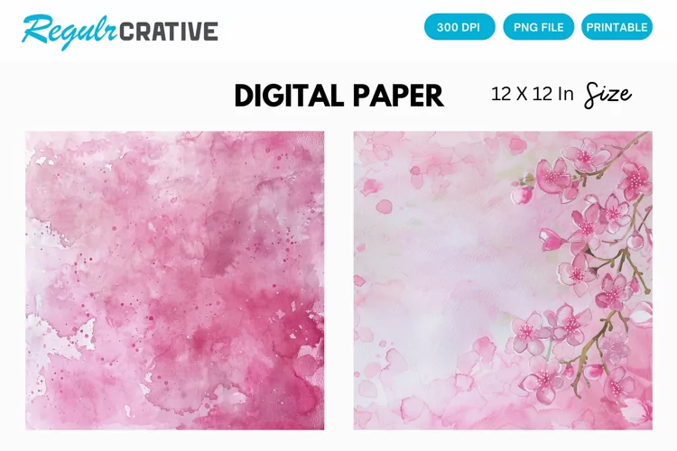Watercolor Pink Baby Nursery Digital Paper