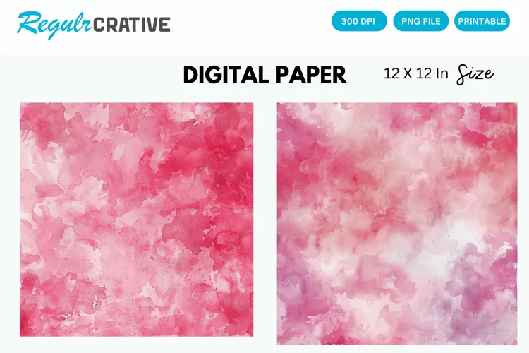 Watercolor Pink Baby Nursery Digital Paper