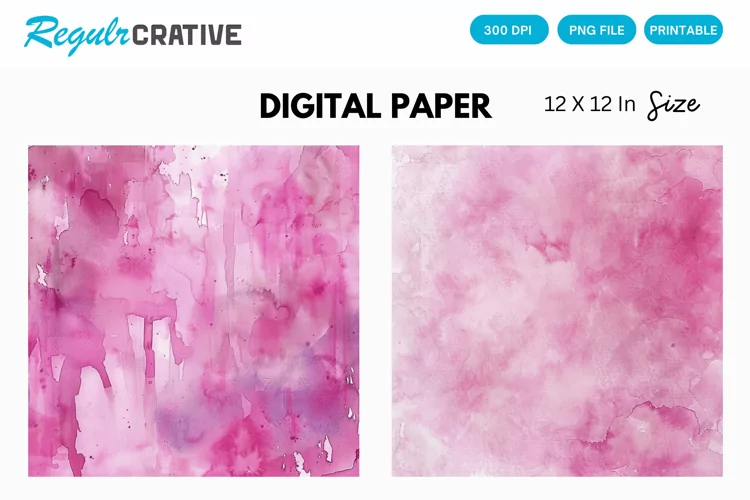 Watercolor Pink Baby Nursery Digital Paper