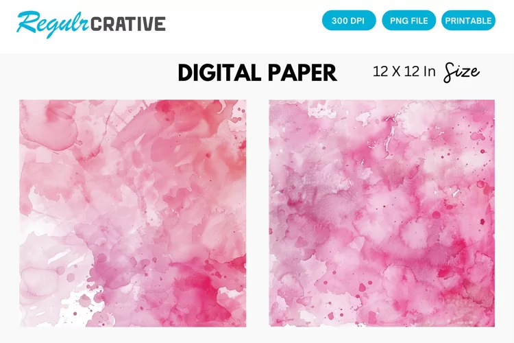 Watercolor Pink Baby Nursery Digital Paper