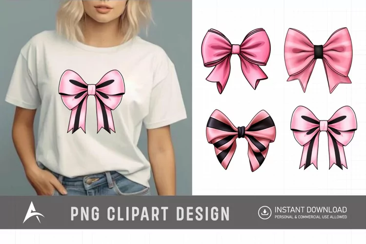 Watercolor Pink Bow Clipart
