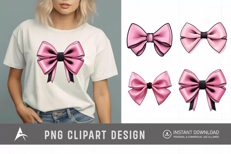 Watercolor Pink Bow Clipart