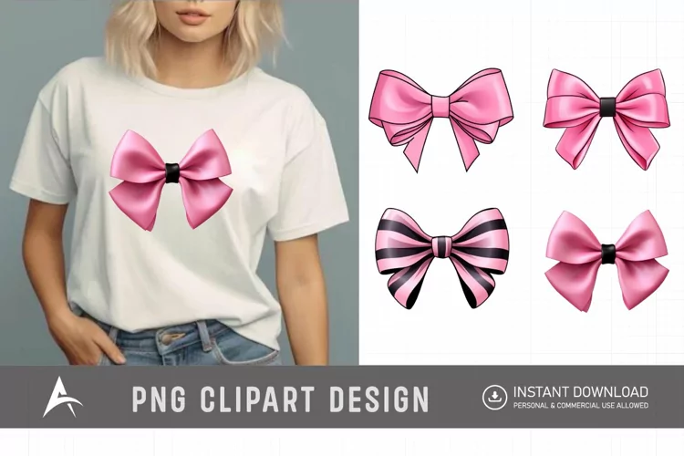 Watercolor Pink Bow Clipart