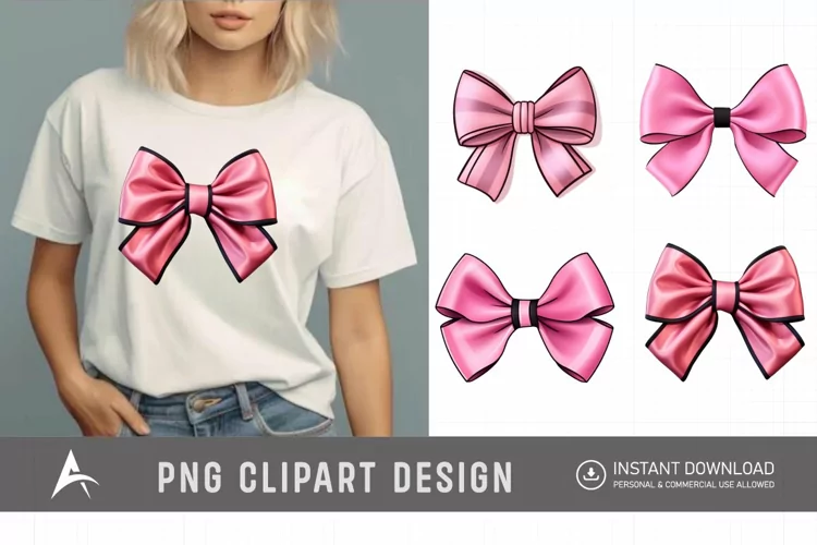 Watercolor Pink Bow Clipart