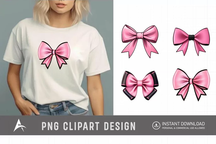 Watercolor Pink Bow Clipart