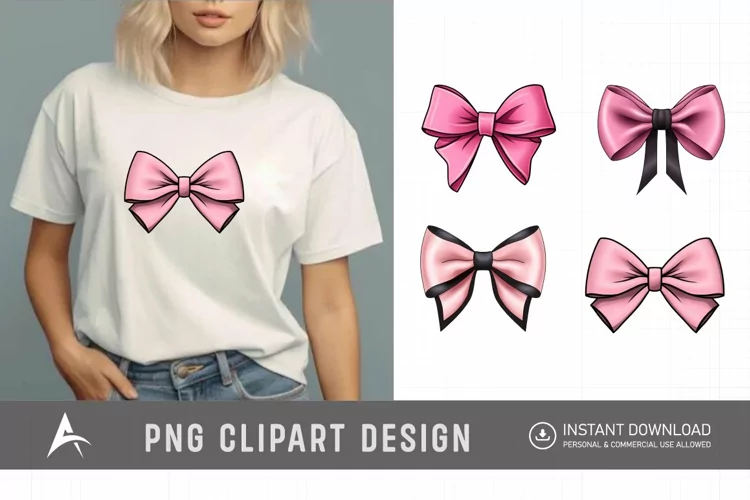 Watercolor Pink Bow Clipart