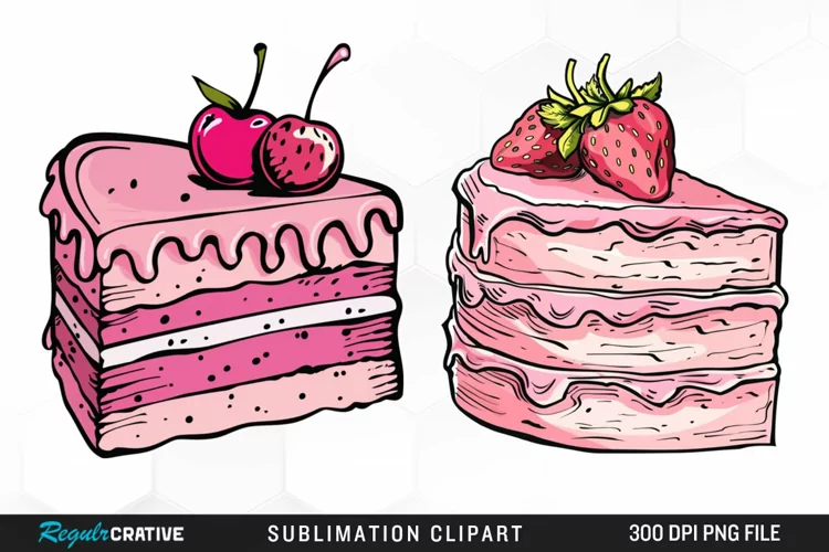 Watercolor Pink Cake Image Clipart