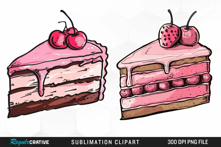 Watercolor Pink Cake Exquisite Clipart