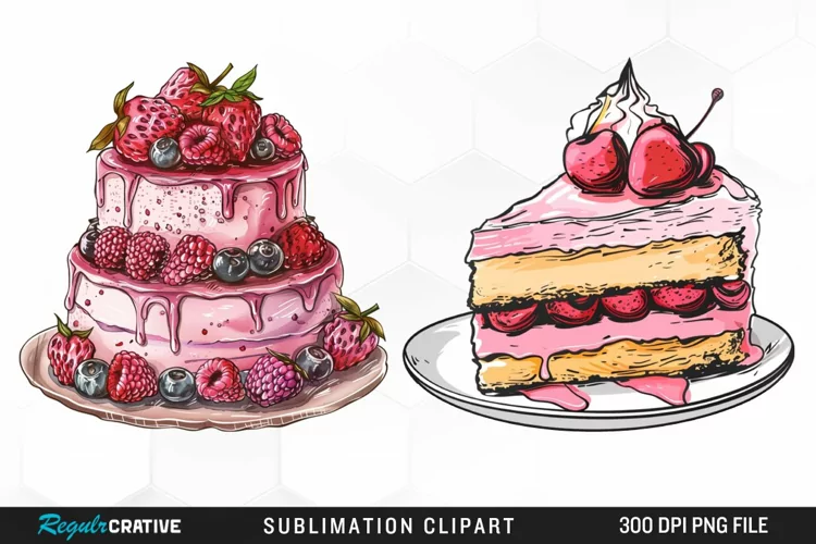 Watercolor Pink Cake Exquisite Clipart