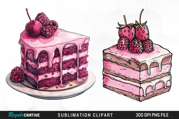 Watercolor Pink Cake Exquisite Clipart