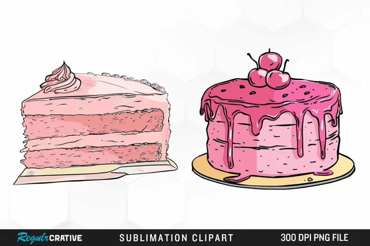 Watercolor Pink Cake Image Clipart