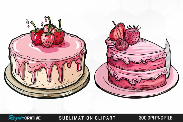 Watercolor Pink Cake Exquisite Clipart