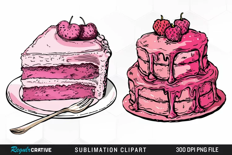 Watercolor Pink Cake Exquisite Clipart