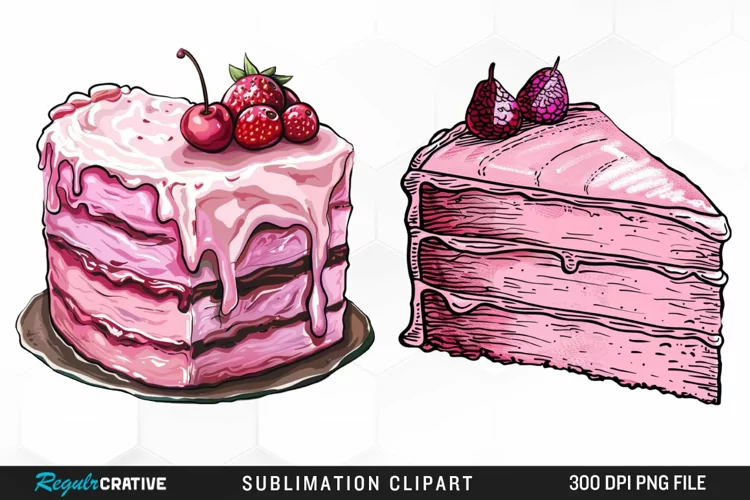 Watercolor Pink Cake Exquisite Clipart