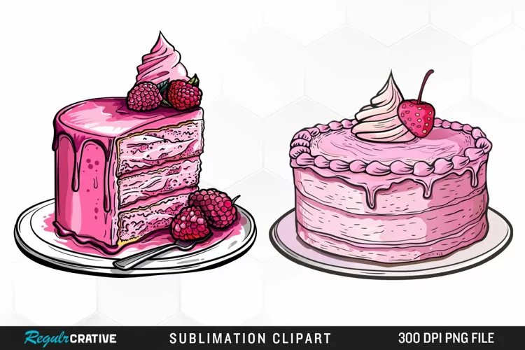 Watercolor Pink Cake Exquisite Clipart