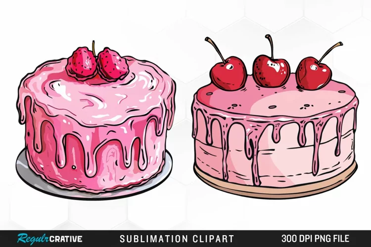Watercolor Pink Cake Exquisite Clipart