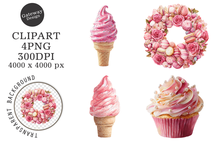 Watercolor Pink Candy Clipart