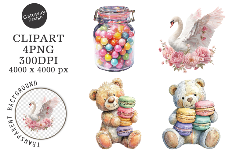 Watercolor Pink Candy Clipart