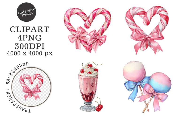 Watercolor Pink Candy Clipart