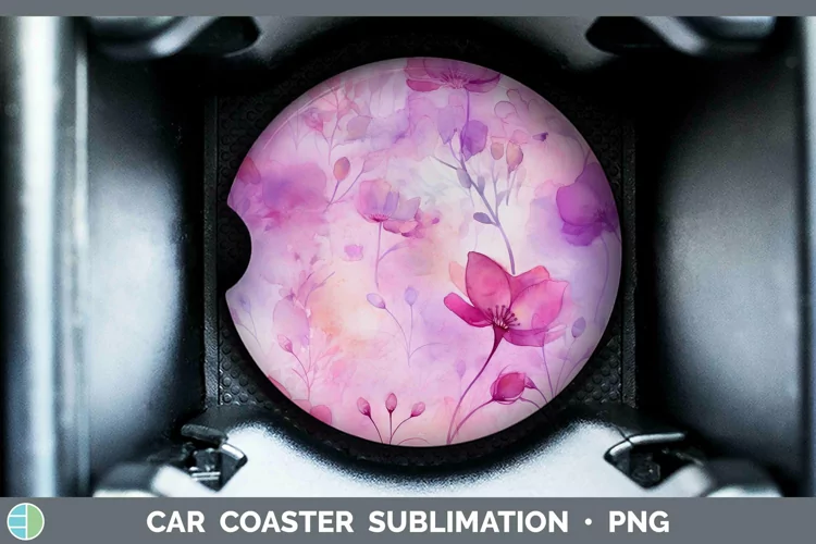 Watercolor Pink Car Coaster Sublimation Coaster Designs