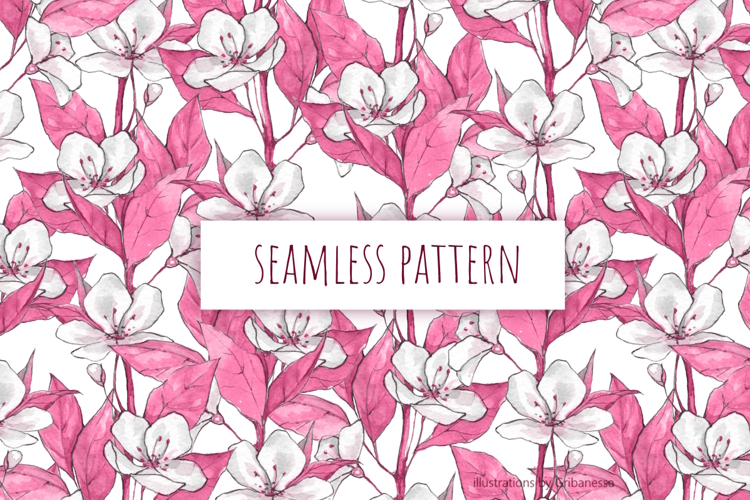Watercolor Pink Floral Pattern