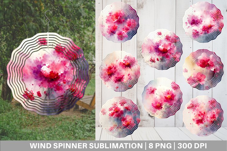 Watercolor Pink Flower Wind Spinner | Sublimation Spinner De