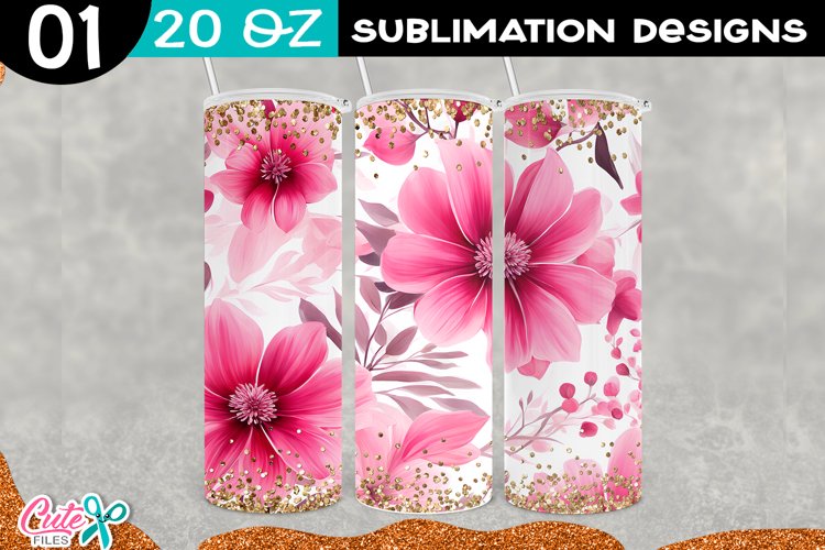 Watercolor Pink Flowers 20 Oz Tumbler | Spring sublimation