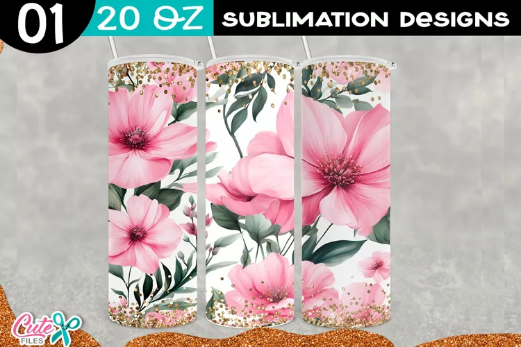 Watercolor Pink Flowers 20 Oz Tumbler | Spring sublimation