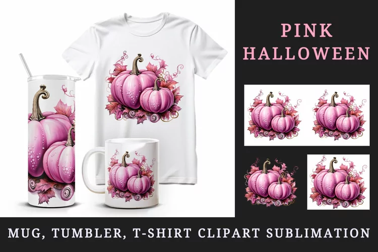 Halloween fall tumbler, mug wrap, clipart sublimation design