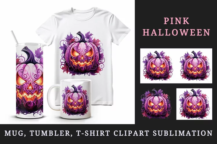 Halloween 20oz tumbler, mug wrap, clipart sublimation design