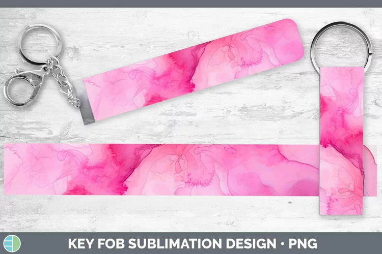 Watercolor Pink Key Fob Sublimation Wristlet Designs