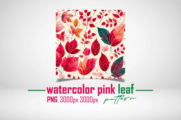 Watercolor Pink Leaf Pattern Design, colorful leaf