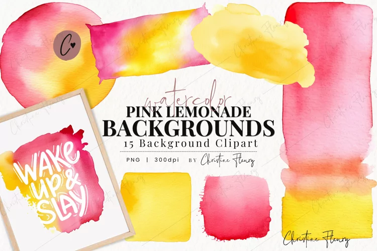Watercolor Pink Lemonade Background Clipart