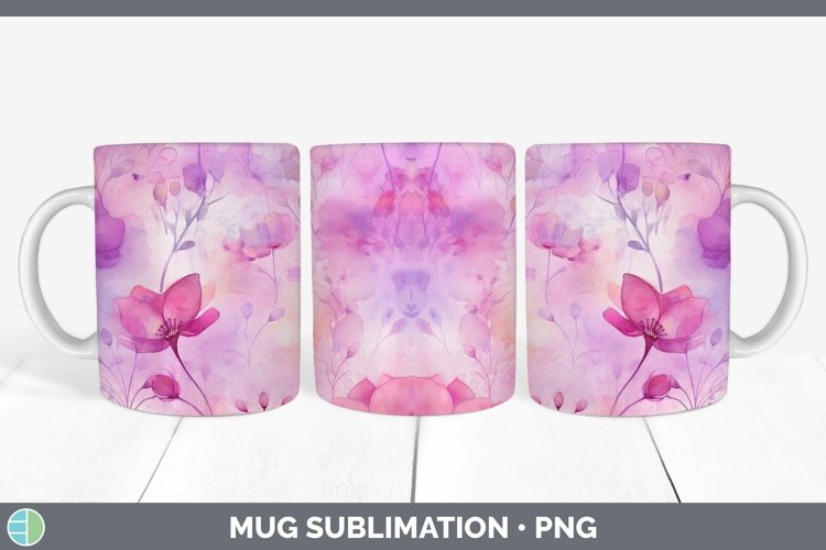 Watercolor Pink Mug Wrap Sublimation Coffee Cup Designs