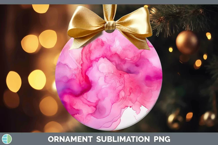 Watercolor Pink Ornament Sublimation Bauble Designs