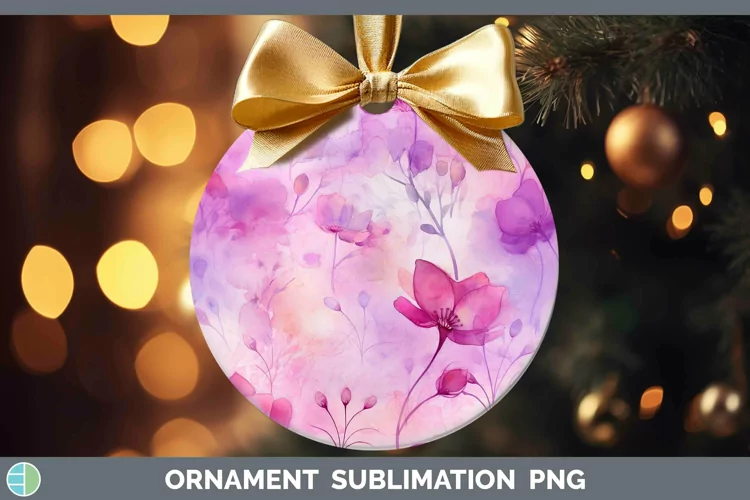 Watercolor Pink Ornament Sublimation Bauble Designs