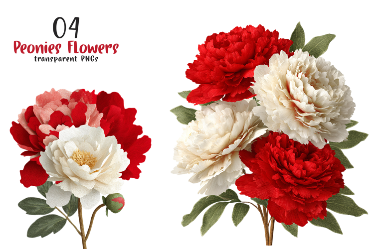 Watercolor Pink Peonies Flowers Clipart