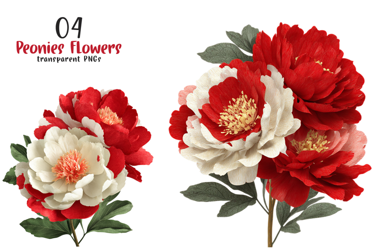 Watercolor Pink Peonies Flowers Clipart