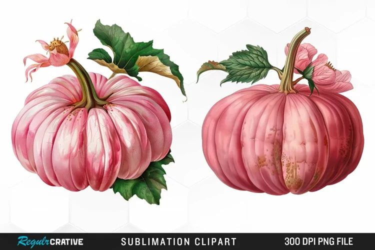 Watercolor Pink Pumpkin Exquisite Clipart