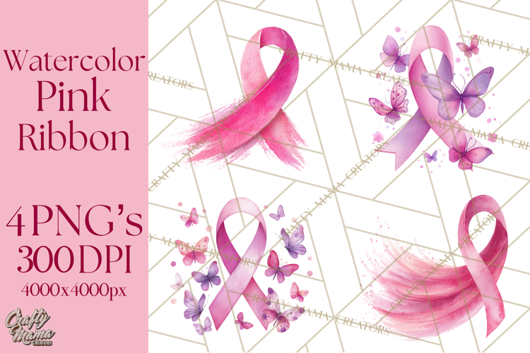 Watercolor Pink Ribbon Clipart, Breast Cancer Awareness PNG