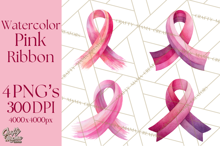 Watercolor Pink Ribbon Clipart, Breast Cancer Awareness PNG