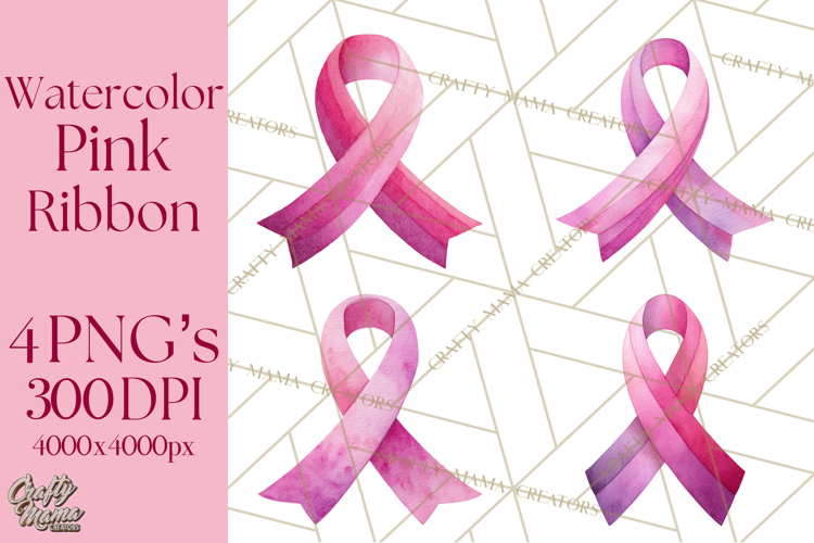 Watercolor Pink Ribbon Clipart, Breast Cancer Awareness PNG