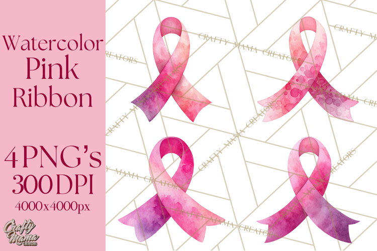 Watercolor Pink Ribbon Clipart, Breast Cancer Awareness PNG